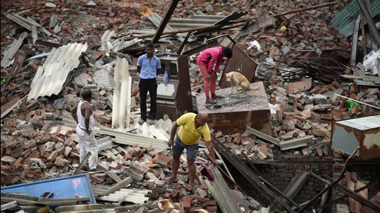 Around 10,000 houses were illegally built on Arvalli land. (Parveen Kumar/HT Photo)