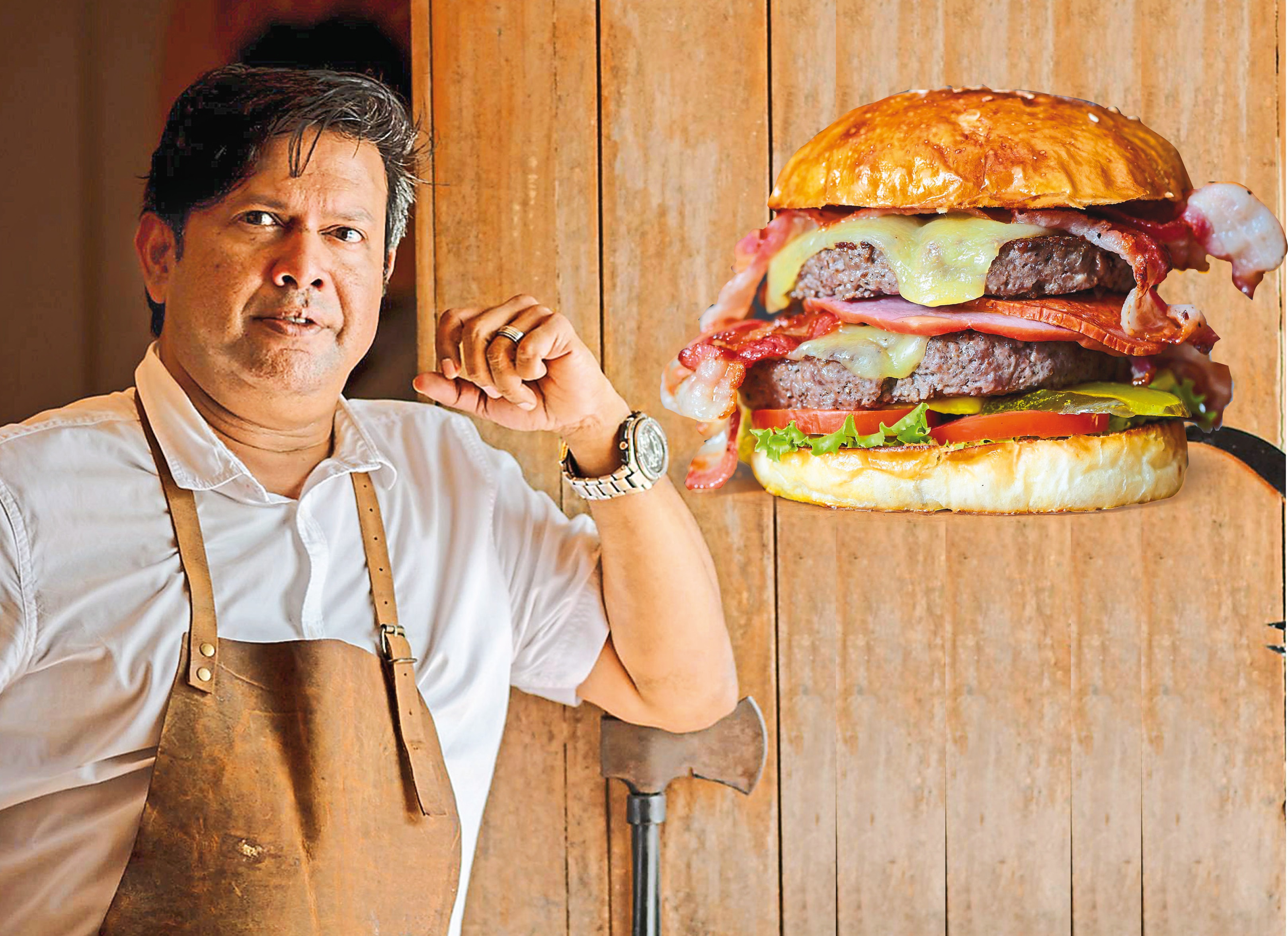 Xavs Norrs, who runs Route 66 in Goa, makes the best hamburgers (inset) and pork ribs Xavs Norrs, who runs Route 66 in Goa, makes the best hamburgers (inset) and pork ribs