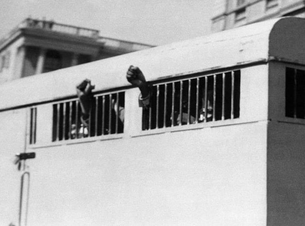 Nelson Mandela being taken to the prison. Nelson Mandela being taken to the prison.