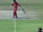 Out or Not out? Zimbabwe's Brendan Taylor suffers bizarre hit-wicket dismissal against Bangladesh, video goes viral.(SCREENGRAB) Out or Not out? Zimbabwe's Brendan Taylor suffers bizarre hit-wicket dismissal against Bangladesh, video goes viral.(SCREENGRAB)