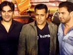 Arbaaz Khan poses with Salman Khan and Sohail Khan. Arbaaz Khan poses with Salman Khan and Sohail Khan.