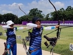 India's archery mixed doubles team Deepika Kumar (left) and Atanu Das training ahead the start of Tokyo Olympics.(SAI)