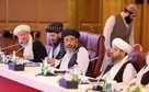 Members of the Taliban delegation look on during the presentation of the final declaration of the peace talks between the Afghan government and the Taliban in Qatar's capital Doha. (AFP) Members of the Taliban delegation look on during the presentation of the final declaration of the peace talks between the Afghan government and the Taliban in Qatar's capital Doha. (AFP)