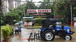 A motor pump was installed at Essel Towers to drain out the rainwater. (Vipin Kumar/HT PHOTO) A motor pump was installed at Essel Towers to drain out the rainwater. (Vipin Kumar/HT PHOTO)