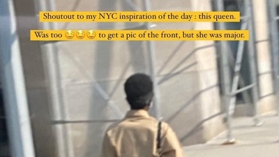 Gigi shared the image that showed the model walking away, and captioned, “Shoutout to my NYC inspiration of the day: this queen…,” adding, “….was too… to get a pic of the front, but she was major”. (Instagram) Gigi shared the image that showed the model walking away, and captioned, “Shoutout to my NYC inspiration of the day: this queen…,” adding, “….was too… to get a pic of the front, but she was major”. (Instagram)