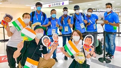 The Indian Archery team being welcomed by the Kurobe city team, in Tokyo on July 18. The positive cases are being reported as some among the total of around 11,000 athletes and thousand more team officials expected from across the globe are arriving, having travelled through a pandemic to get to Tokyo, AP reported. (PTI) The Indian Archery team being welcomed by the Kurobe city team, in Tokyo on July 18. The positive cases are being reported as some among the total of around 11,000 athletes and thousand more team officials expected from across the globe are arriving, having travelled through a pandemic to get to Tokyo, AP reported. (PTI)