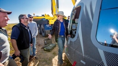 Jeff Bezos and others inspect Crew Capsule of Blue Origin in this file photo. (AP)