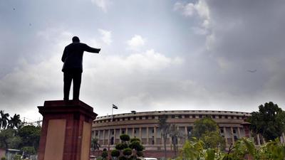 A cloudy sky over the Parliament in New Delhi. (HT file photo)
