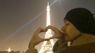BTS singer V visited the Eiffel Tower in 2018.