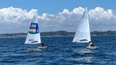 Sailor Vishnu Saravanan training ahead the start of Tokyo Olympics. (SAI) Sailor Vishnu Saravanan training ahead the start of Tokyo Olympics. (SAI)