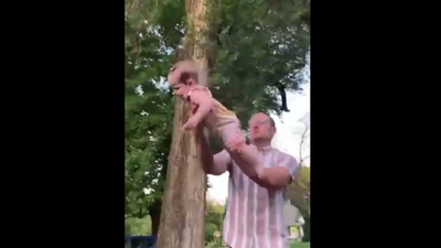 The image shows the toddler trying to swim in the air. (Instagram/@meagan_goodman) The image shows the toddler trying to swim in the air. (Instagram/@meagan_goodman)