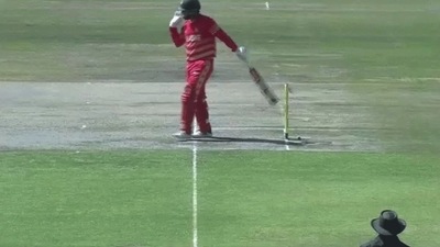 Out or Not out? Zimbabwe's Brendan Taylor suffers bizarre hit-wicket dismissal against Bangladesh, video goes viral. (SCREENGRAB) Out or Not out? Zimbabwe's Brendan Taylor suffers bizarre hit-wicket dismissal against Bangladesh, video goes viral. (SCREENGRAB)