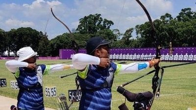 India's archery mixed doubles team Deepika Kumar (left) and Atanu Das training ahead the start of Tokyo Olympics. (SAI) India's archery mixed doubles team Deepika Kumar (left) and Atanu Das training ahead the start of Tokyo Olympics. (SAI)