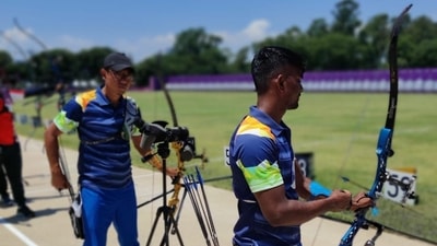 India archers Tarundeep Rai and Pravin Jadhav training ahead the start of Tokyo Olympics. (SAI) India archers Tarundeep Rai and Pravin Jadhav training ahead the start of Tokyo Olympics. (SAI)