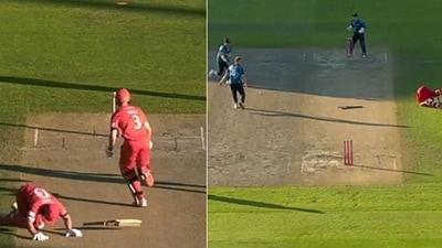 Batsman falls down on pitch after injuring leg in the middle of a run, Joe Root asks players not to inflict run out- VIDEO (TWITTER)