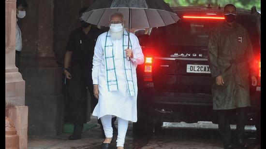 Prime Minister Narendra Modi arrives to address the media on the first day of the monsoon session of Parliament, in New Delhi on Monday, July 19. (PTI)