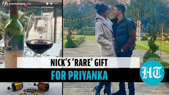 Nick Jonas gifts <span class='webrupee'>₹</span>1.3 lakh wine bottle to Priyanka Chopra on her birthday Nick Jonas gifts <span class='webrupee'>₹</span>1.3 lakh wine bottle to Priyanka Chopra on her birthday