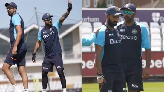 Stills from Team India's fielding drill in England(HT Collage)