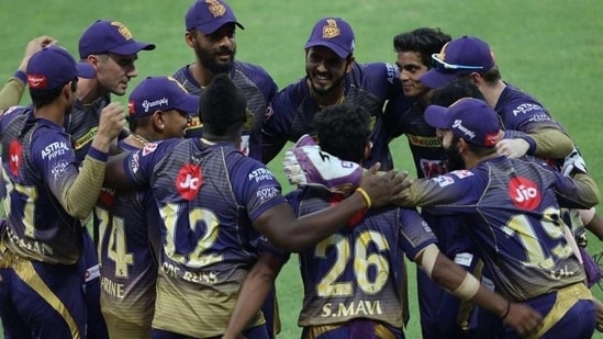Players Kolkata Knight Riders in a huddle(IPL/Twitter) Players Kolkata Knight Riders in a huddle(IPL/Twitter)