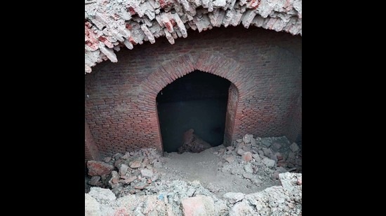 Structures found during excavation in the Golden Temple complex.