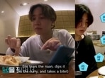 (L) BTS member J-Hope eating naan and curry. (R) Jimin and Jungkook eating a 'milky tofu' that fans believe is paneer. (L) BTS member J-Hope eating naan and curry. (R) Jimin and Jungkook eating a 'milky tofu' that fans believe is paneer.
