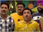 Jethalal, Mehta, Popatlal and Sodhi watch in shock as Bagha drinks cold drink from the bottle in which they had mixed alcohol to avoid getting caught. Jethalal, Mehta, Popatlal and Sodhi watch in shock as Bagha drinks cold drink from the bottle in which they had mixed alcohol to avoid getting caught.