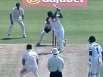 Hanuma Vihari gets dismissed in the practice match against County Select XI.