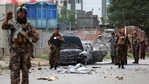 Security personnel inspect a damaged vehicle that was firing rockets in Kabul, Afghanistan, Tuesday, July 20, 2021. (AP) Security personnel inspect a damaged vehicle that was firing rockets in Kabul, Afghanistan, Tuesday, July 20, 2021. (AP)