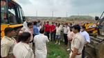 Officials faced resistance from locals at an illegal colony in Bhondsi. Officials faced resistance from locals at an illegal colony in Bhondsi.