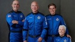 In this photo provided by Blue Origin, from left to right: Mark Bezos, brother of Jeff Bezos; Jeff Bezos, founder of Amazon and space tourism company Blue Origin; Oliver Daemen, of the Netherlands; and Wally Funk, aviation pioneer from Texas. (AP) In this photo provided by Blue Origin, from left to right: Mark Bezos, brother of Jeff Bezos; Jeff Bezos, founder of Amazon and space tourism company Blue Origin; Oliver Daemen, of the Netherlands; and Wally Funk, aviation pioneer from Texas. (AP)