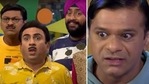 Jethalal, Mehta, Popatlal and Sodhi watch in shock as Bagha drinks cold drink from the bottle in which they had mixed alcohol to avoid getting caught. Jethalal, Mehta, Popatlal and Sodhi watch in shock as Bagha drinks cold drink from the bottle in which they had mixed alcohol to avoid getting caught.