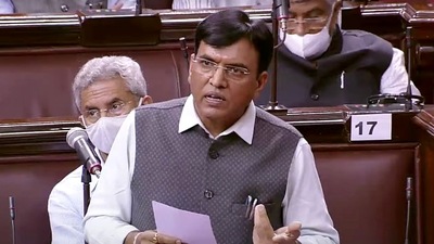Union Minister Mansukh Mandaviya speaks in Rajya Sabha during the Monsoon session of Parliament, in New Delhi on Tuesday. (ANI Photo/ RSTV) Union Minister Mansukh Mandaviya speaks in Rajya Sabha during the Monsoon session of Parliament, in New Delhi on Tuesday. (ANI Photo/ RSTV)