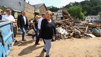 Days of extreme downpours caused devastating floods and killed more than 160 people in Germany last week. As the search operations for survivors continue, Germany is starting to count the financial cost of its worst natural disaster in almost 60 years. (WOLFGANG RATTAY /POOL /AFP) Days of extreme downpours caused devastating floods and killed more than 160 people in Germany last week. As the search operations for survivors continue, Germany is starting to count the financial cost of its worst natural disaster in almost 60 years. (WOLFGANG RATTAY /POOL /AFP)