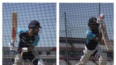 Virat Kohli and Cheteshwar Pujara at the nets. (BCCI)
