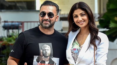 Bollywood actor Shilpa Shetty spotted with her husband Raj Kundra on her birthday, at Juhu in Mumbai, Tuesday, June 8, 2021. (PTI) Bollywood actor Shilpa Shetty spotted with her husband Raj Kundra on her birthday, at Juhu in Mumbai, Tuesday, June 8, 2021. (PTI)