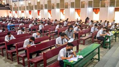 Students appear for their High School Leaving Certificate (HSLC) exam for the Nagaland Board of School Education (NBSE), amid coronavirus pandemic, in Dimapur on April 7. (File photo)