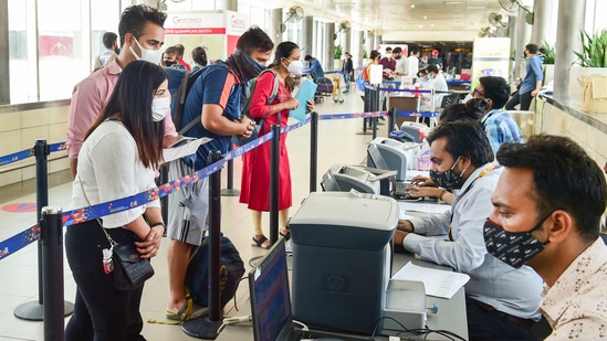 According to the rules, the RT-PCR test must be conducted within 72 hours of the departure of the flight.(PTI Photo) According to the rules, the RT-PCR test must be conducted within 72 hours of the departure of the flight.(PTI Photo)