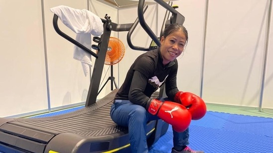 Indian boxer Mary Kom is all smiles as she trains ahead of the start of the Tokyo Olympics..(SAI)