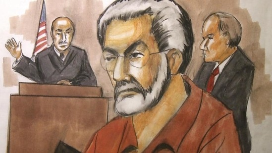 Courtroom artist's drawing Chicago businessman Tahawwur Rana.(AP File Photo)