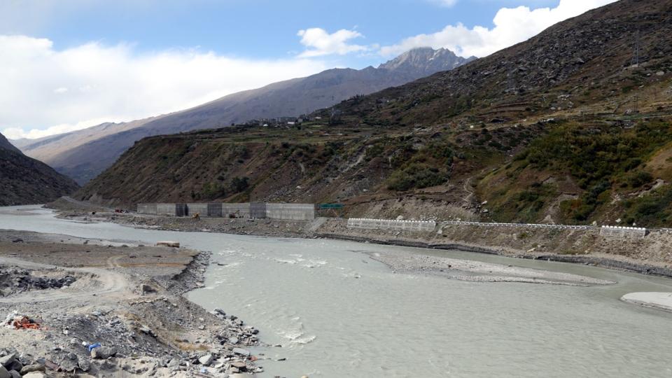 A view of Sissu village in the distance at the North Portal of the Atal Tunnel. (Aqil Khan/HT) A view of Sissu village in the distance at the North Portal of the Atal Tunnel. (Aqil Khan/HT)