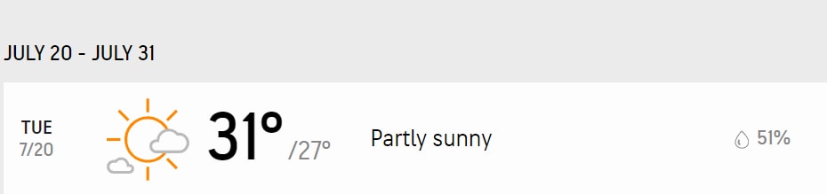 The weather report today in Colombo. (Accuweather/Screenshot)