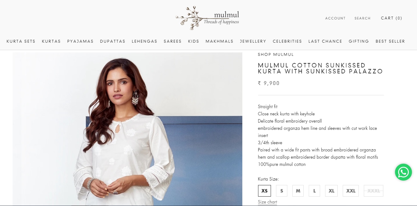 Sara Ali Khan and Mira Rajput's white cotton kurta and palazzo set from Mulmul(shopmulmul.com)