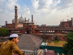 Bakrid Eid-al-Adha 2021: Early morning visuals showed a handful of people in the Jama Masjid mosque in the shadow of a heavy police security blanket prohibiting crowding.. (File photo by Amal KS/ Hindustan Times) Bakrid Eid-al-Adha 2021: Early morning visuals showed a handful of people in the Jama Masjid mosque in the shadow of a heavy police security blanket prohibiting crowding.. (File photo by Amal KS/ Hindustan Times)