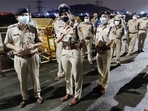 Delhi Police Commissioner Balaji Srivastava with DCP East and Police personnel visited Ghazipur border site of farmer's movement on Monday to take stock of the security arrangements.
