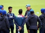 Sri Lanka head coach Mickey Arthur speaks to his players (file photo)(AP) Sri Lanka head coach Mickey Arthur speaks to his players (file photo)(AP)