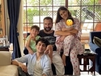 Saif Ali Khan poses with his children Sara, Ibrahim, Taimur and Jeh. 