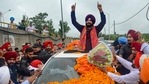Newly appointed Punjab Pradesh Congress Committee President Navjot Singh Sidhu being welcomed by his supporters during his visit to Amritsar, Tuesday, July 20, 2021.(PTI) Newly appointed Punjab Pradesh Congress Committee President Navjot Singh Sidhu being welcomed by his supporters during his visit to Amritsar, Tuesday, July 20, 2021.(PTI)