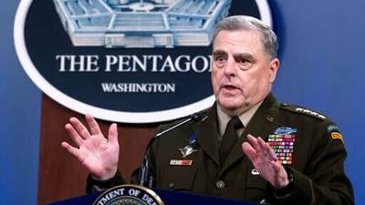 Joint Chiefs Chairman Gen. Mark Milley speaks at a press briefing at the Pentagon, Wednesday. (AP)