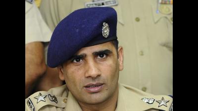 Chandigarh SSP Kuldeep Singh Chahal found the cop missing from work during a round of the city past Tuesday midnight. (HT Photo)