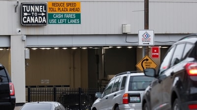 Vehicles enter the Detroit-Windsor Tunnel in Detroit to travel to Canada. (AP) Vehicles enter the Detroit-Windsor Tunnel in Detroit to travel to Canada. (AP)